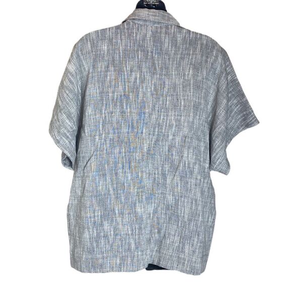 Eileen fisher linen blend moto jacket top small gray/white knit textured - Picture 6 of 8